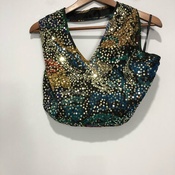 Anthropologie Verb by Pallavi Singhee Sequin Halter Top Size L - Picture 3 of 7